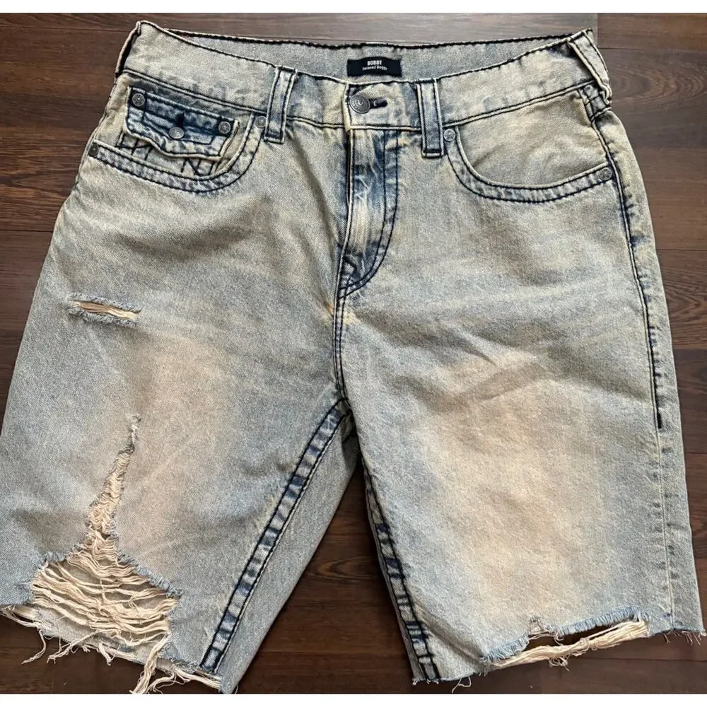 TRUE RELIGION BOBBY BIG T DISTRESSED SHORTS MENS SZ 33 $174